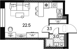 Планировка 28.6 м²