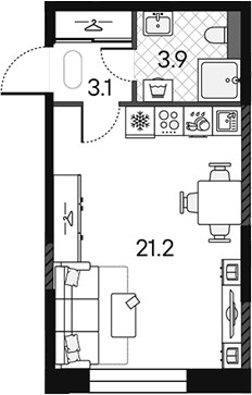 Планировка 28.2 м²