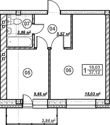 Планировка 38.14 м²