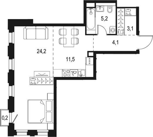 Планировка 48.3 м²