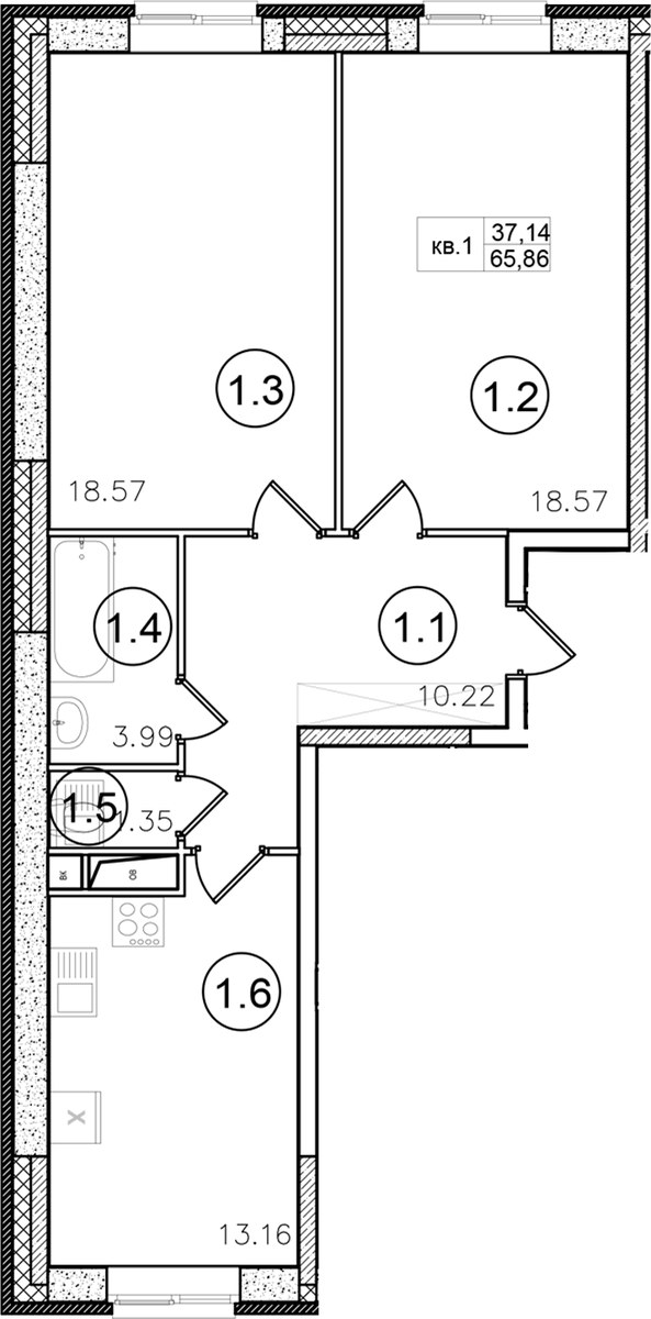 Планировка 65.86 м²