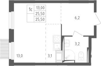 Планировка 25.5 м²