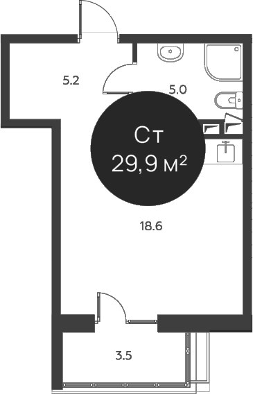 Планировка 29.9 м²