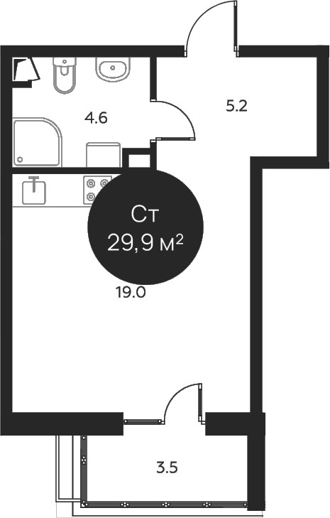 Планировка 29.9 м²