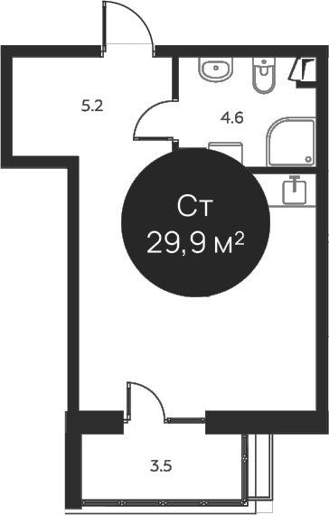 Планировка 29.9 м²