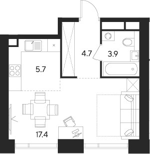 Планировка 31.7 м²