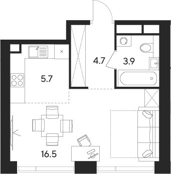 Планировка 30.8 м²