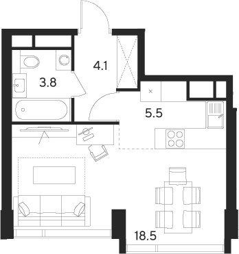 Планировка 31.9 м²
