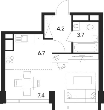 Планировка 32.0 м²