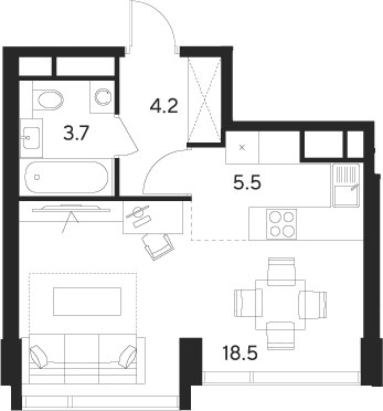 Планировка 31.9 м²