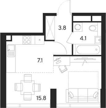 Планировка 30.8 м²