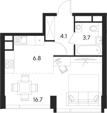 Планировка 31.3 м²