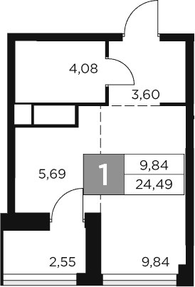 Планировка 24.49 м²