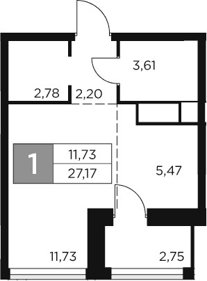 Планировка 27.17 м²