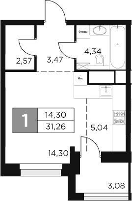 Планировка 31.26 м²