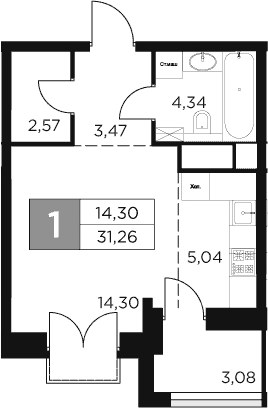 Планировка 31.26 м²
