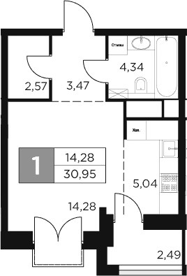 Планировка 30.95 м²