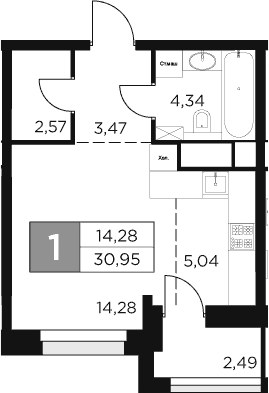 Планировка 30.95 м²