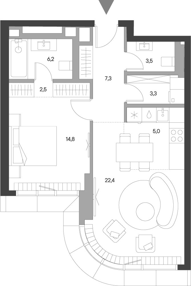 Планировка 65.0 м²