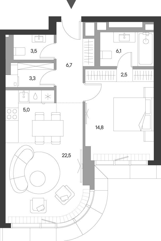 Планировка 64.4 м²