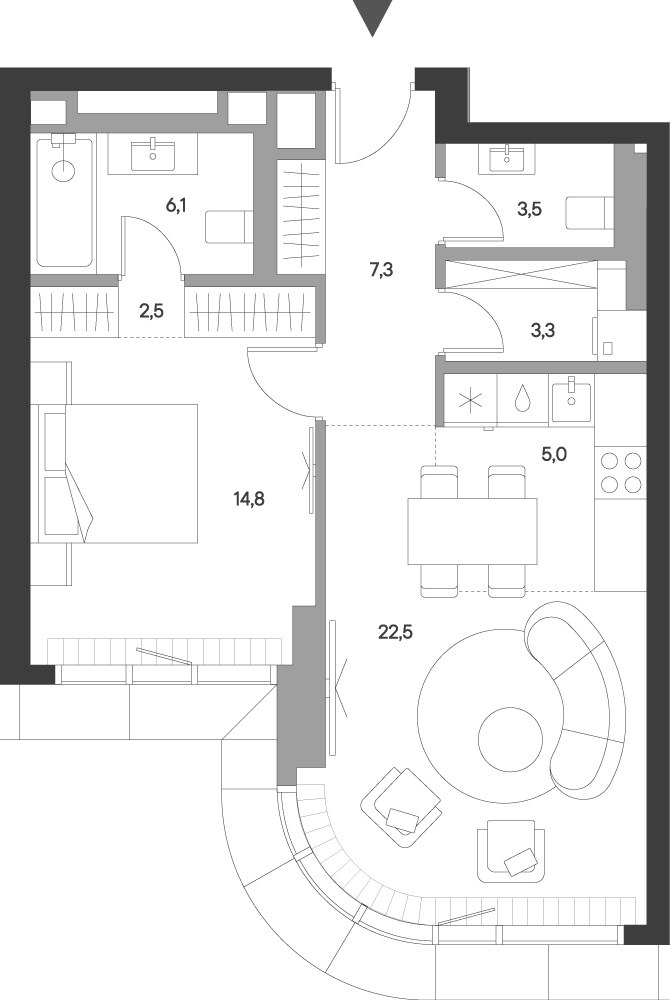Планировка 65.0 м²