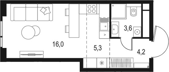 Планировка 29.1 м²