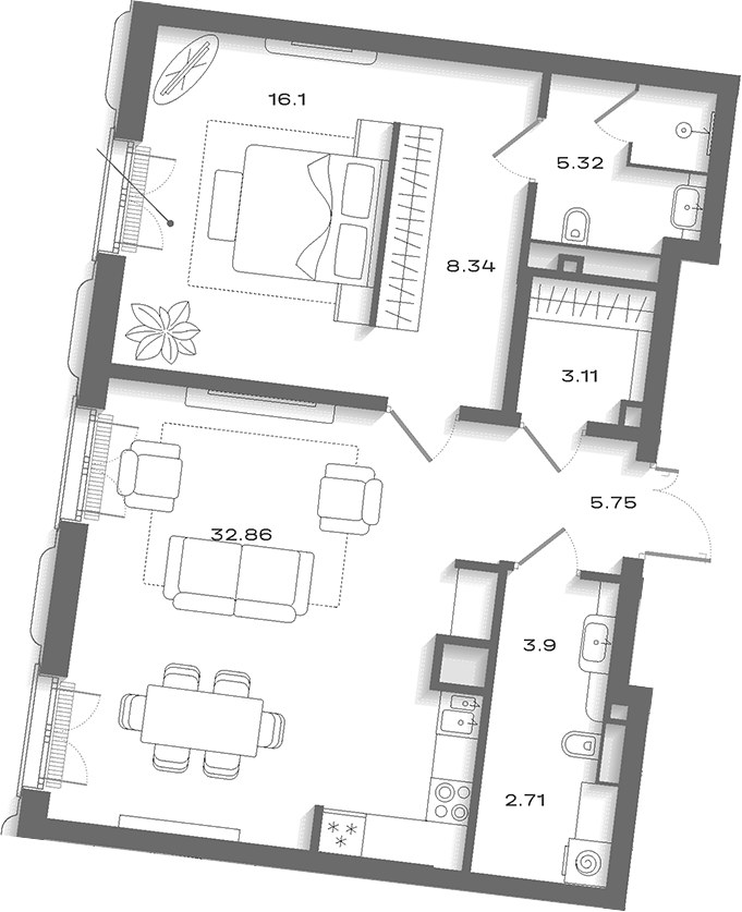 Планировка 82.01 м²