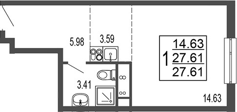 Планировка 28.1 м²