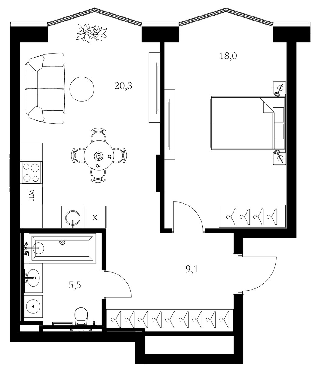Планировка 50.3 м²