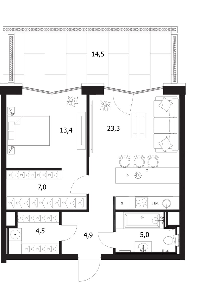 Планировка 72.6 м²