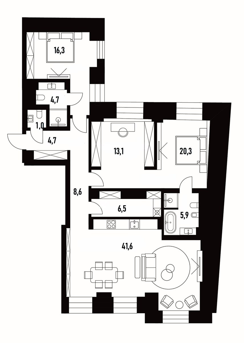 Планировка 122.7 м²