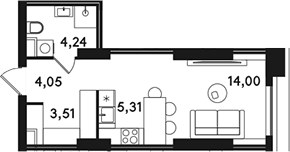 Планировка 31.11 м²