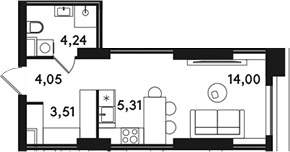 Планировка 31.11 м²