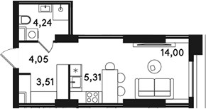 Планировка 31.11 м²