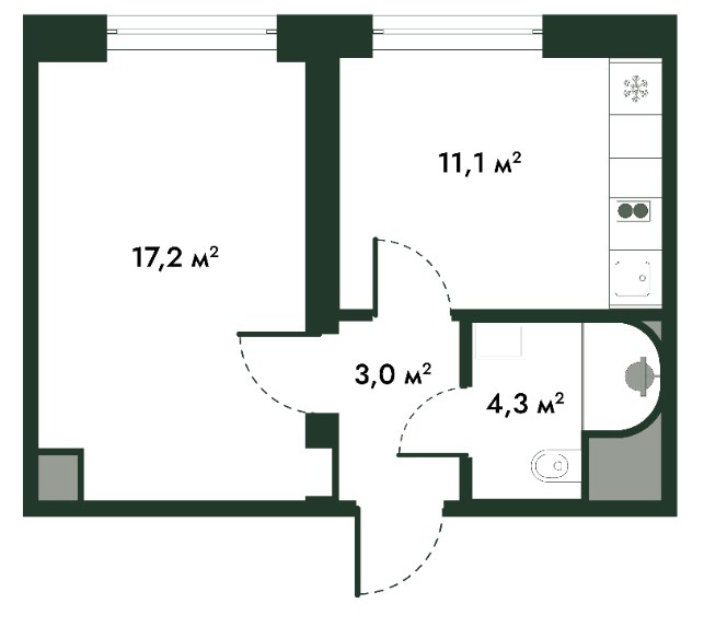 Планировка 35.6 м²