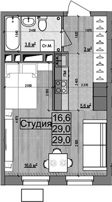 Планировка 29.0 м²