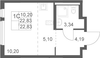 Планировка 22.83 м²