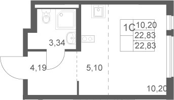 Планировка 22.83 м²