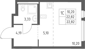 Планировка 22.82 м²