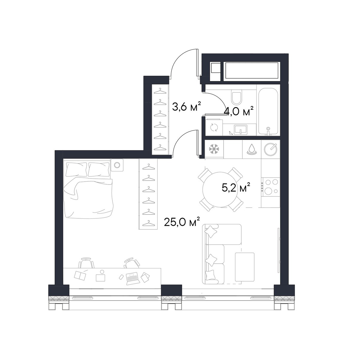 Планировка 37.8 м²