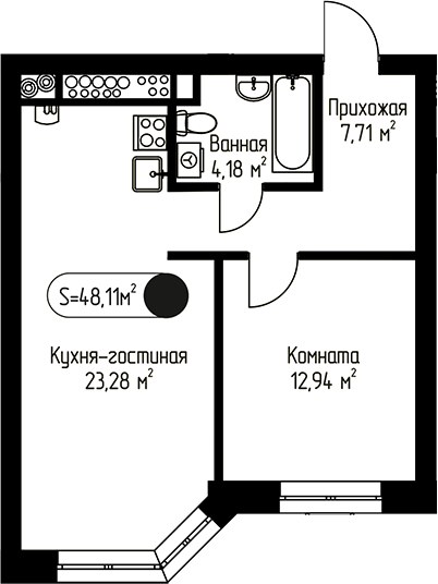 Планировка 48.11 м²