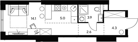 Планировка 29.9 м²