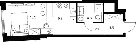 Планировка 30.7 м²
