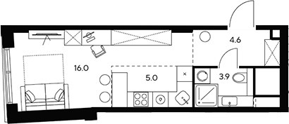 Планировка 29.5 м²