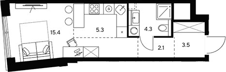 Планировка 30.6 м²