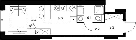 Планировка 29.0 м²