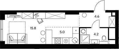 Планировка 29.6 м²