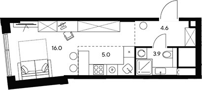 Планировка 29.5 м²