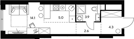 Планировка 29.9 м²