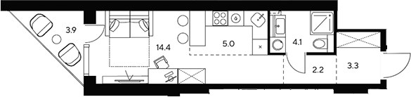 Планировка 32.9 м²